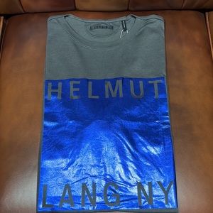 NEW Helmut Lang Box Fit Film Print T-shirt Grey / Blue / Men’s Size Large